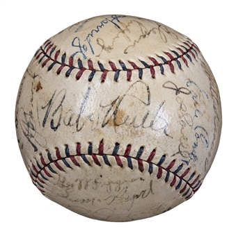 1932 World Champion New York Yankees Team Signed OAL Harridge Baseball With 21 Signatures Including Babe Ruth & Lou Gehrig (PSA/DNA & Letter of Provenance)